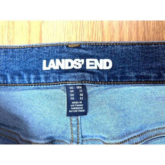 18W Lands End - Women's denim blue jeans - Wide Leg - short - Picture 3 of 8